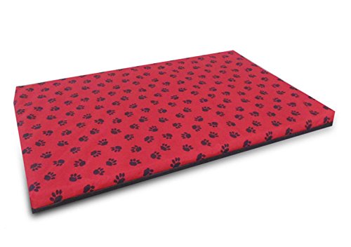 Waterproof Orthopaedic Memory Foam Dog / Pet Bed | Red Paw Print ...
